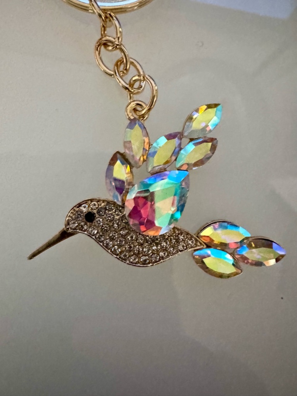 Iridescent Crystal Hummingbird Keychain/ Bag Charm
